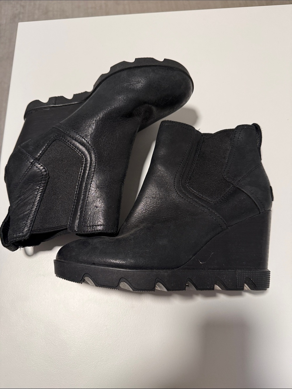 Sorel Joan of Arctic Black Wedge Chelsea Bootie sz 7 - Picture 3 of 6